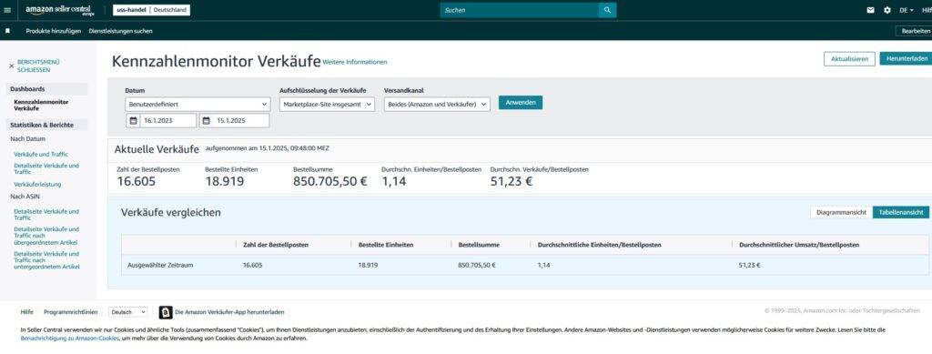 Amazon Seller Umsatz Nachweis über 850.000