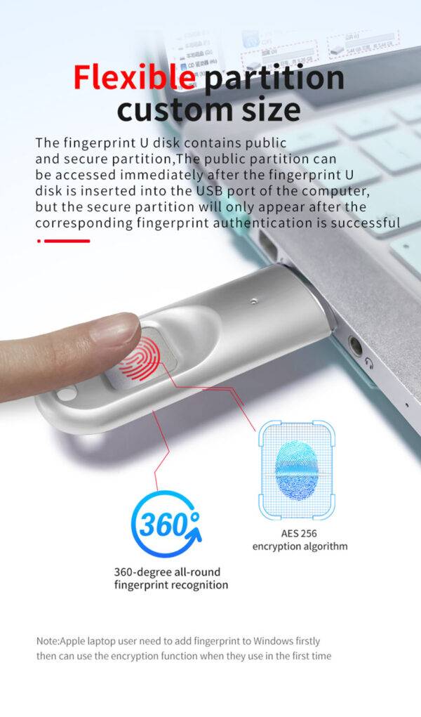 PROTECTA360© - 32GB USB-Stick mit Fingerabdrucksensor & Hardware-Verschlüsselung – Bild 3